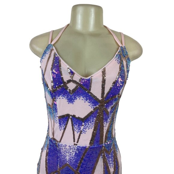 Giffniseti Women’s Pink Sequin Halter Neck Backless Maxi Dress Sz S - New - Picture 5 of 11